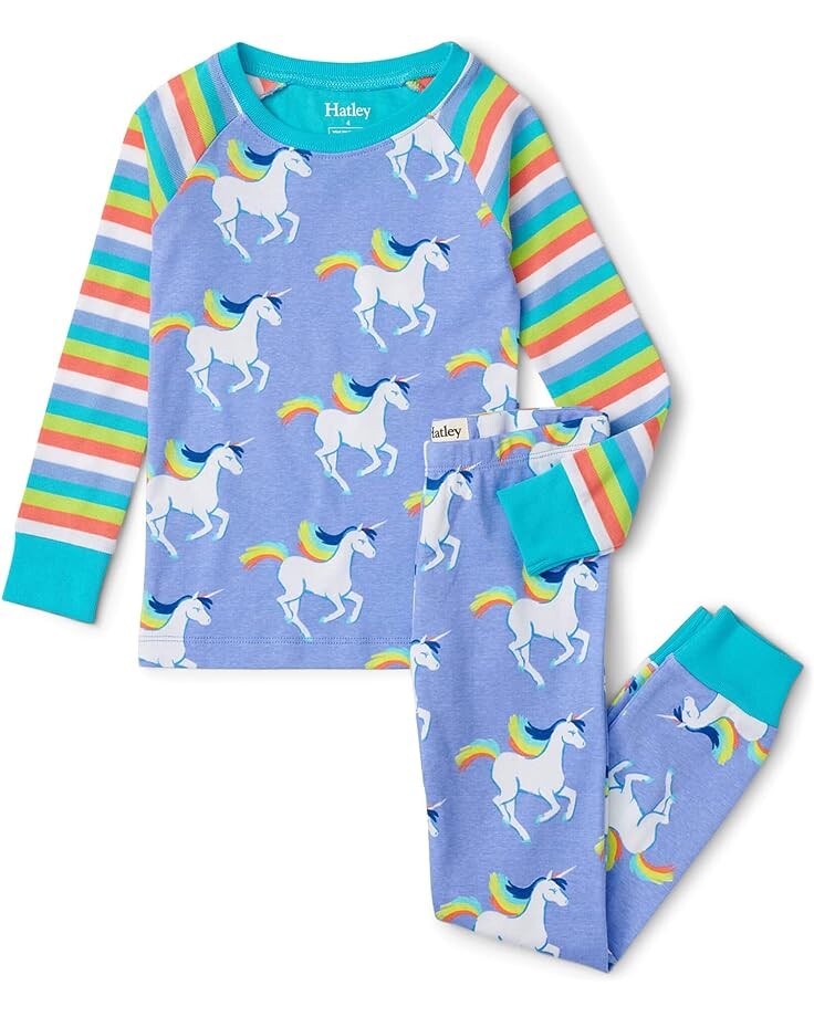 

Пижамный комплект Hatley Galloping Unicorn Raglan Pajama Set, синий