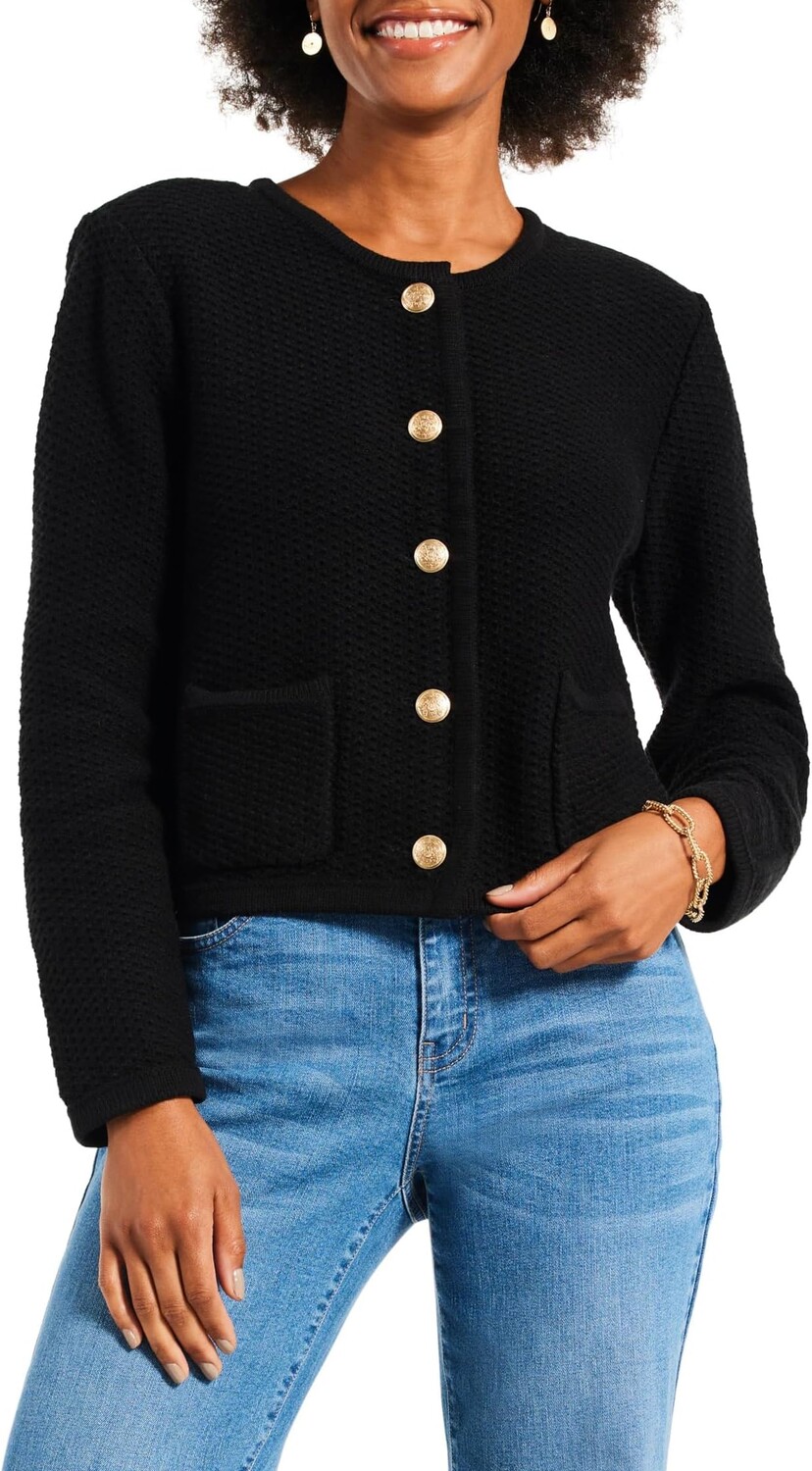 

Свитер Petite Gilded Texture Cardigan NIC+ZOE, цвет Black Onyx