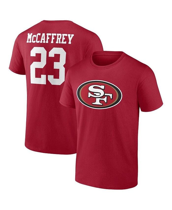 

Мужская брендовая футболка с именем и номером игрока Christian McCaffrey Scarlet San Francisco 49ers Fanatics, красный