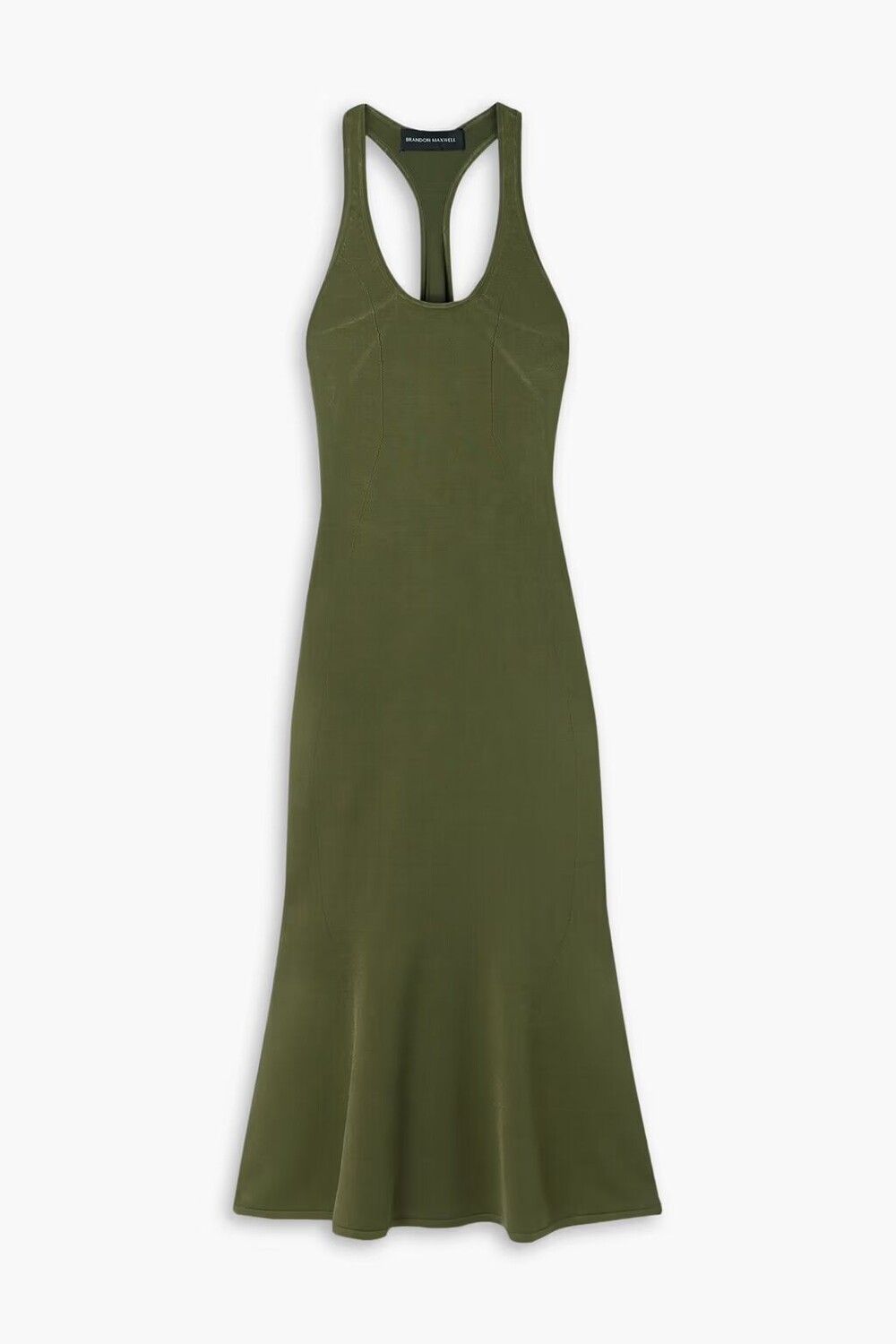 

Платье миди эластичной вязки Brandon Maxwell, армейский зеленый