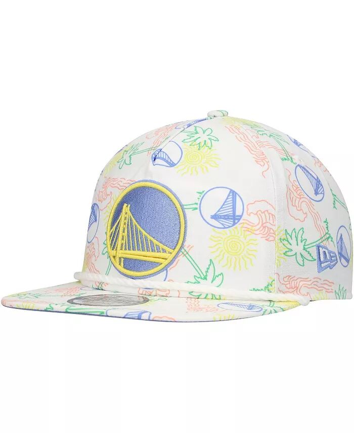 

Мужская белая регулируемая кепка Golden State Warriors Palm Trees and Waves Golfer New Era, белый