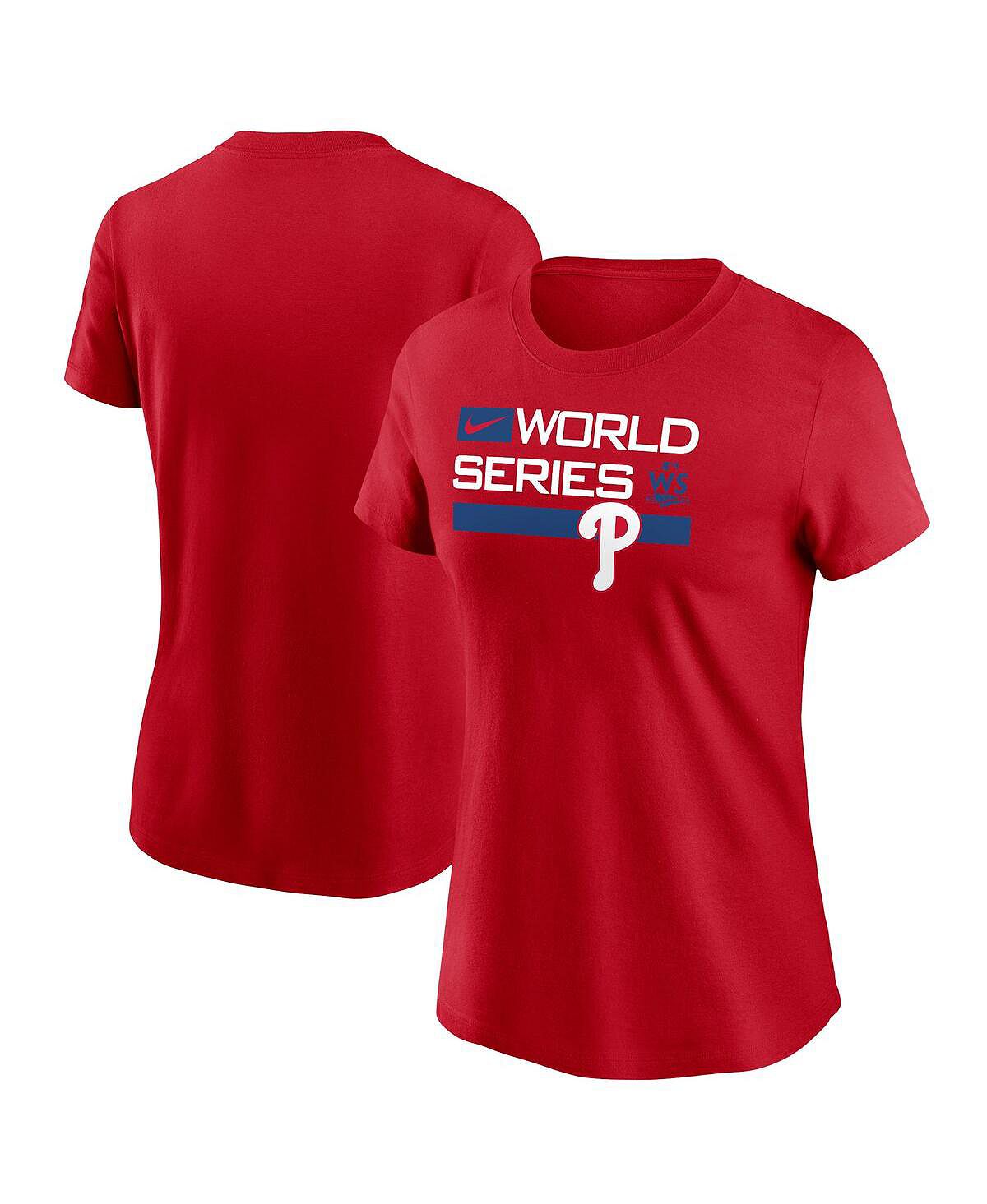 Женская красная футболка philadelphia phillies 2022 world series authentic collection dugout Nike, красный платье freya collection филлис