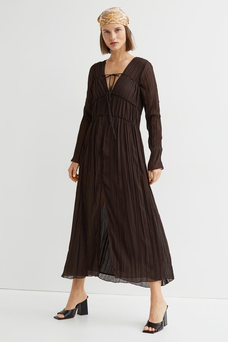 

Платье из жатого шифона H&M, темно коричневый