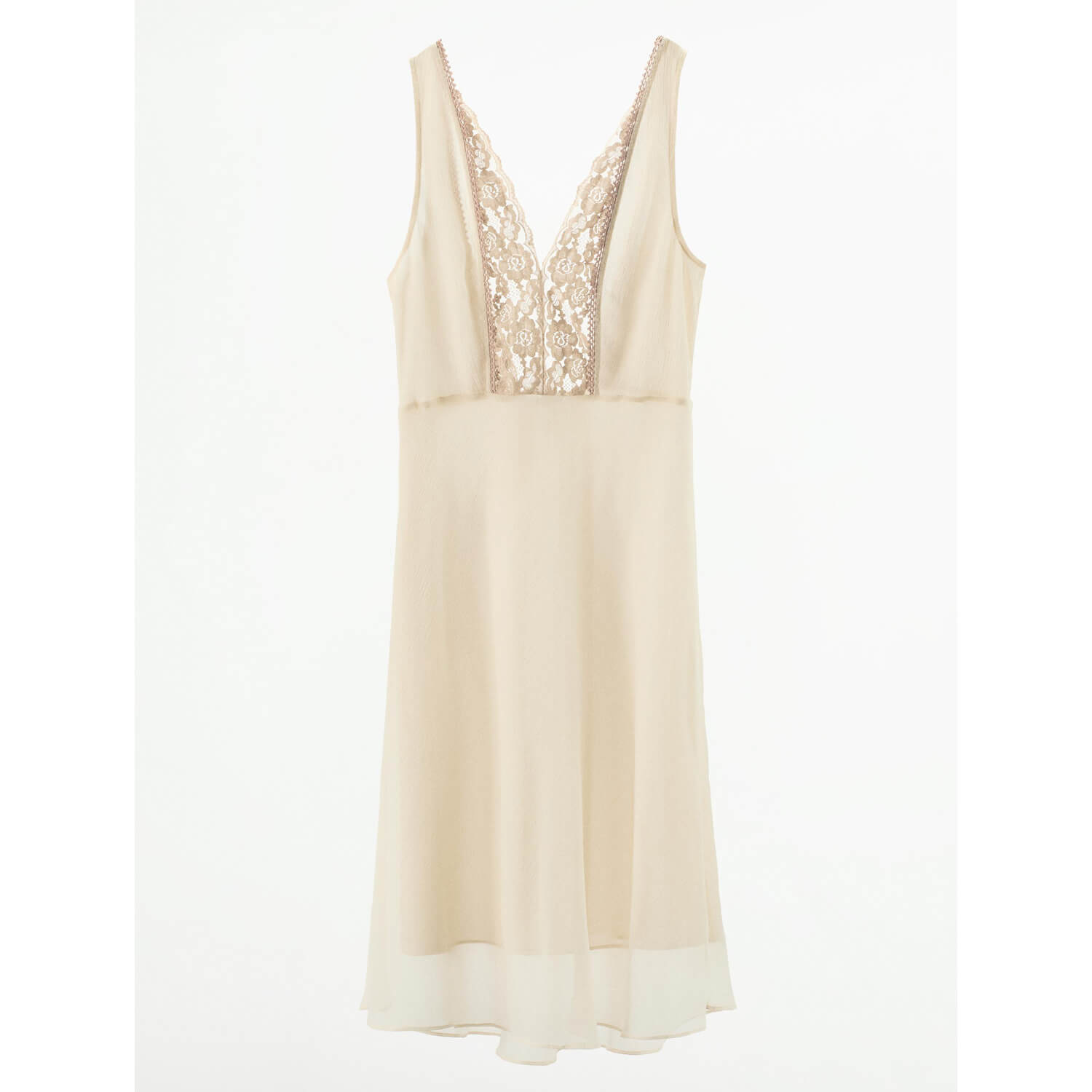 Платье Zara Lace-Trimmed, бежево-белый