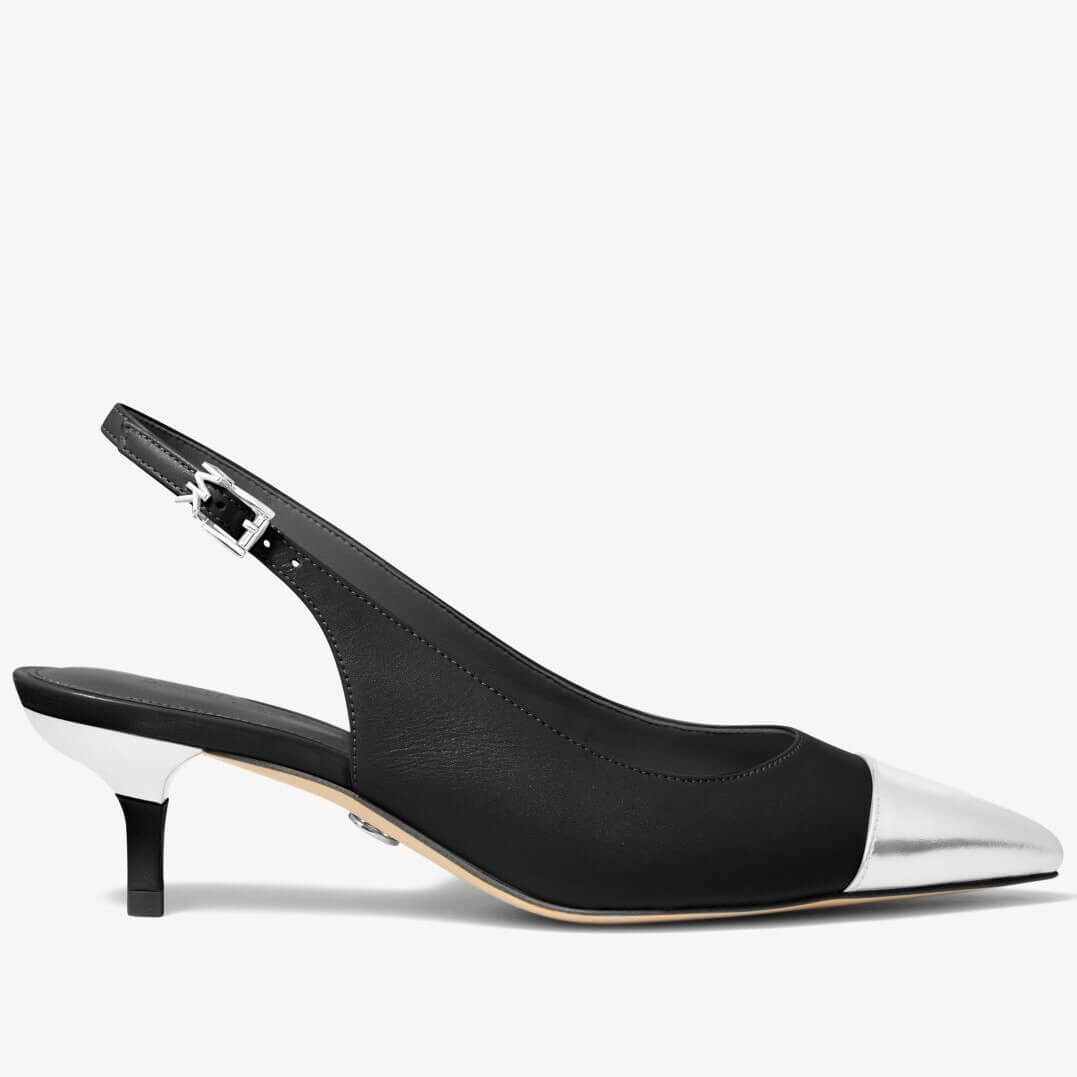 

Лодочки Michael Michael Kors Kadence Leather Cap-Toe Slingback, черный