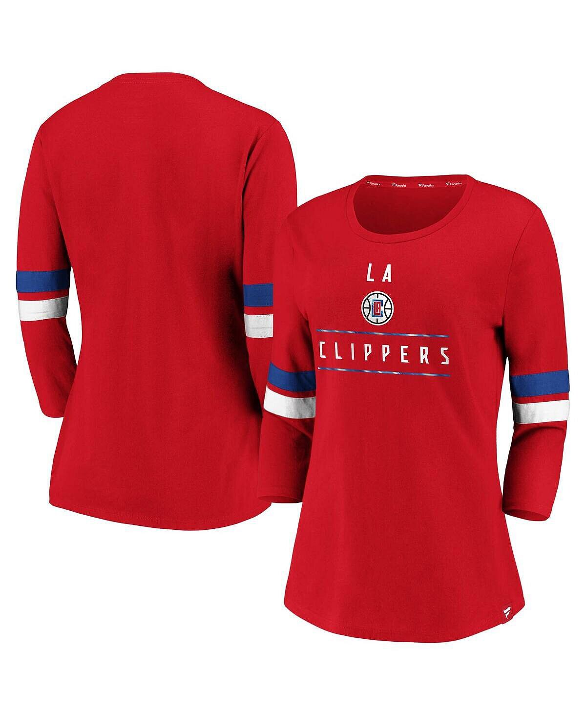 

Женская красная футболка с логотипом LA Clippers Iconic Prolific Modern с рукавами 3/4 Fanatics, красный