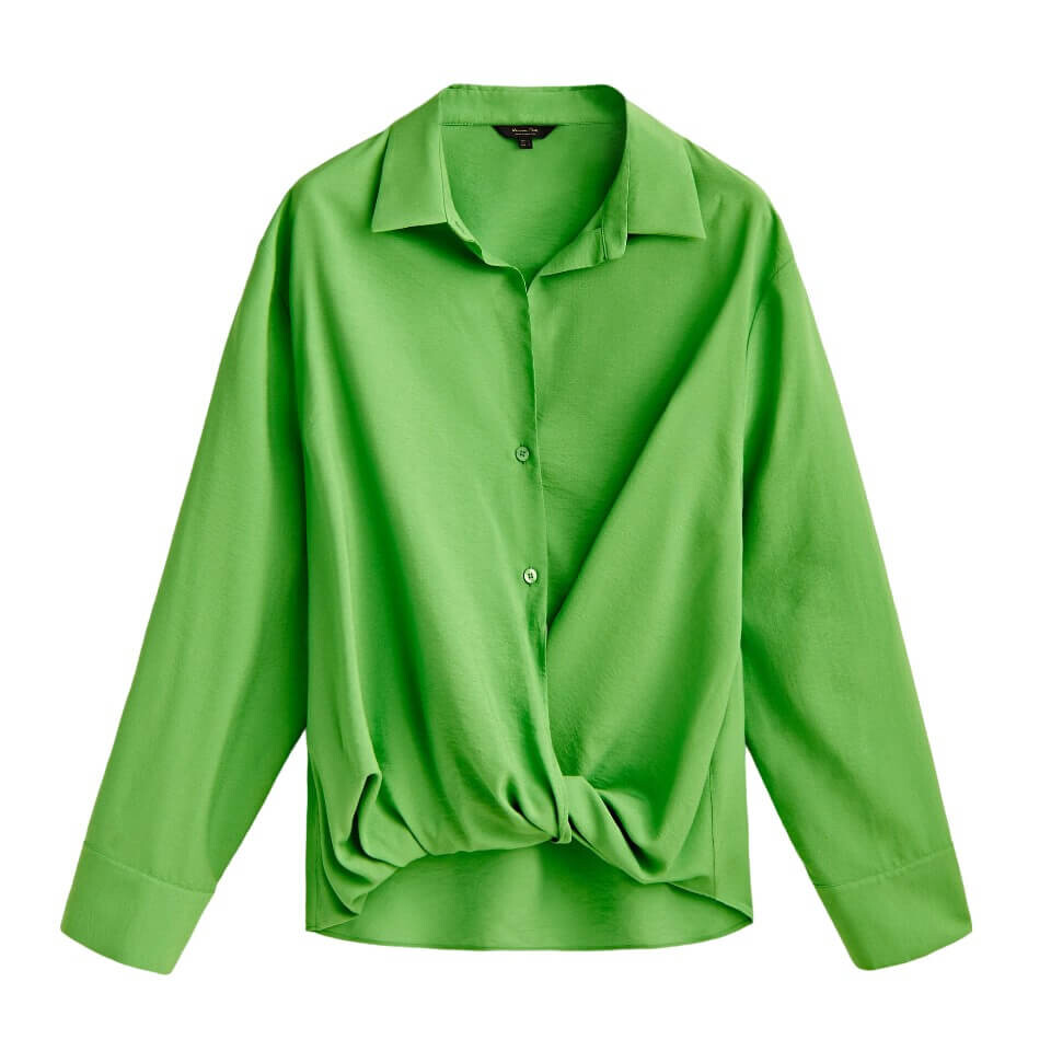 

Рубашка Massimo Dutti Relaxed With Knot Detail, зеленый