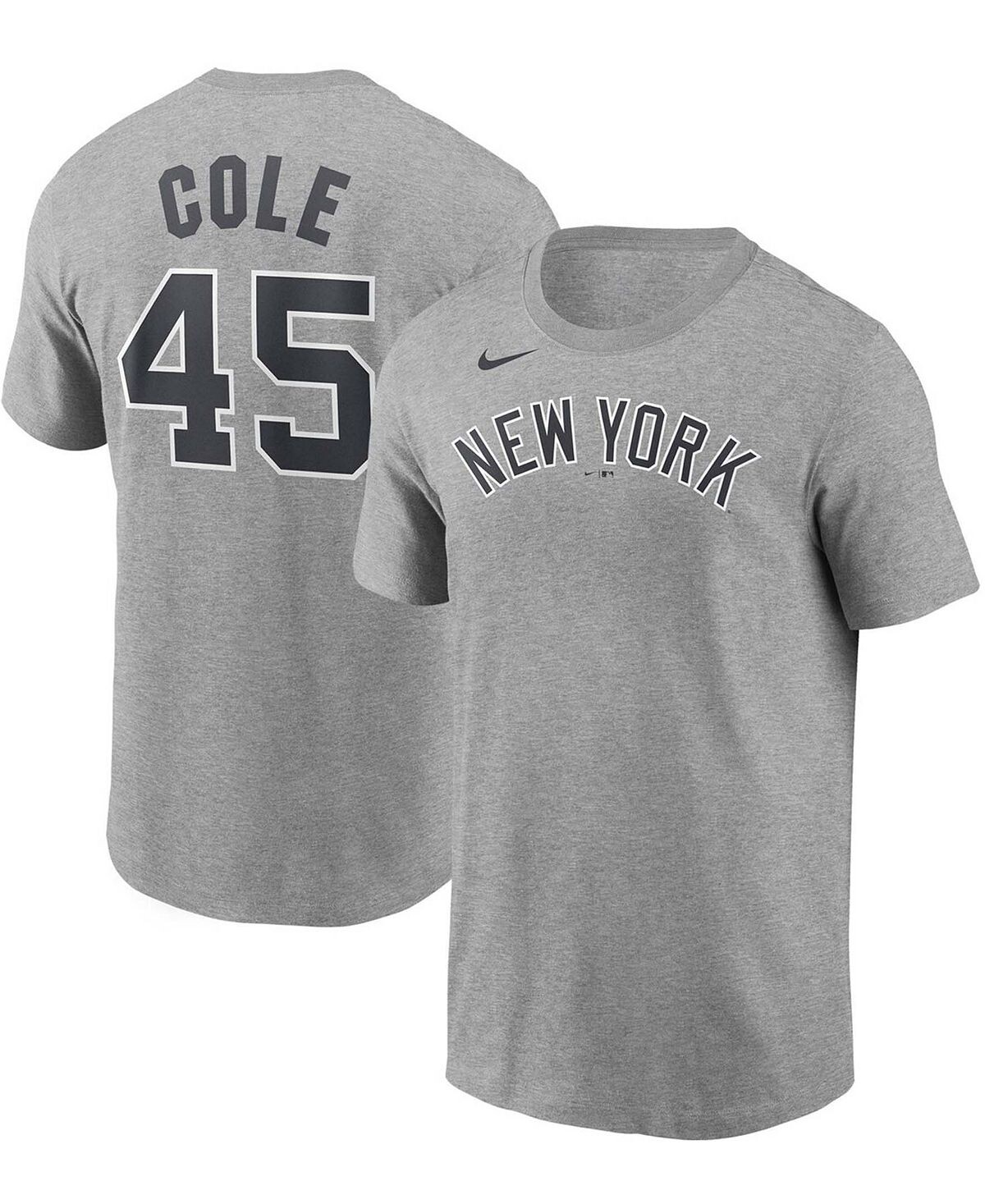 

Мужская футболка gerrit cole grey new york yankees name number Nike, серый