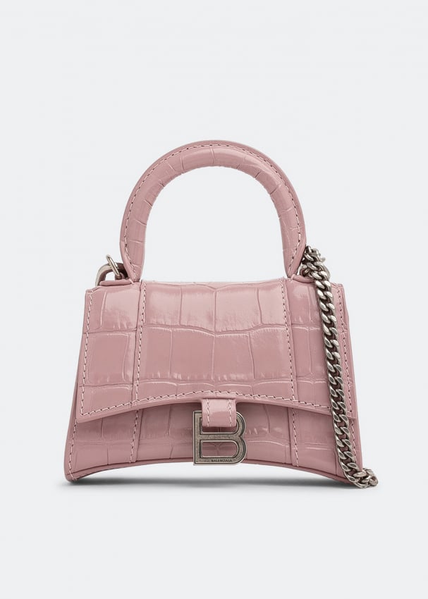Сумка BALENCIAGA Hourglass mini chain bag, розовый