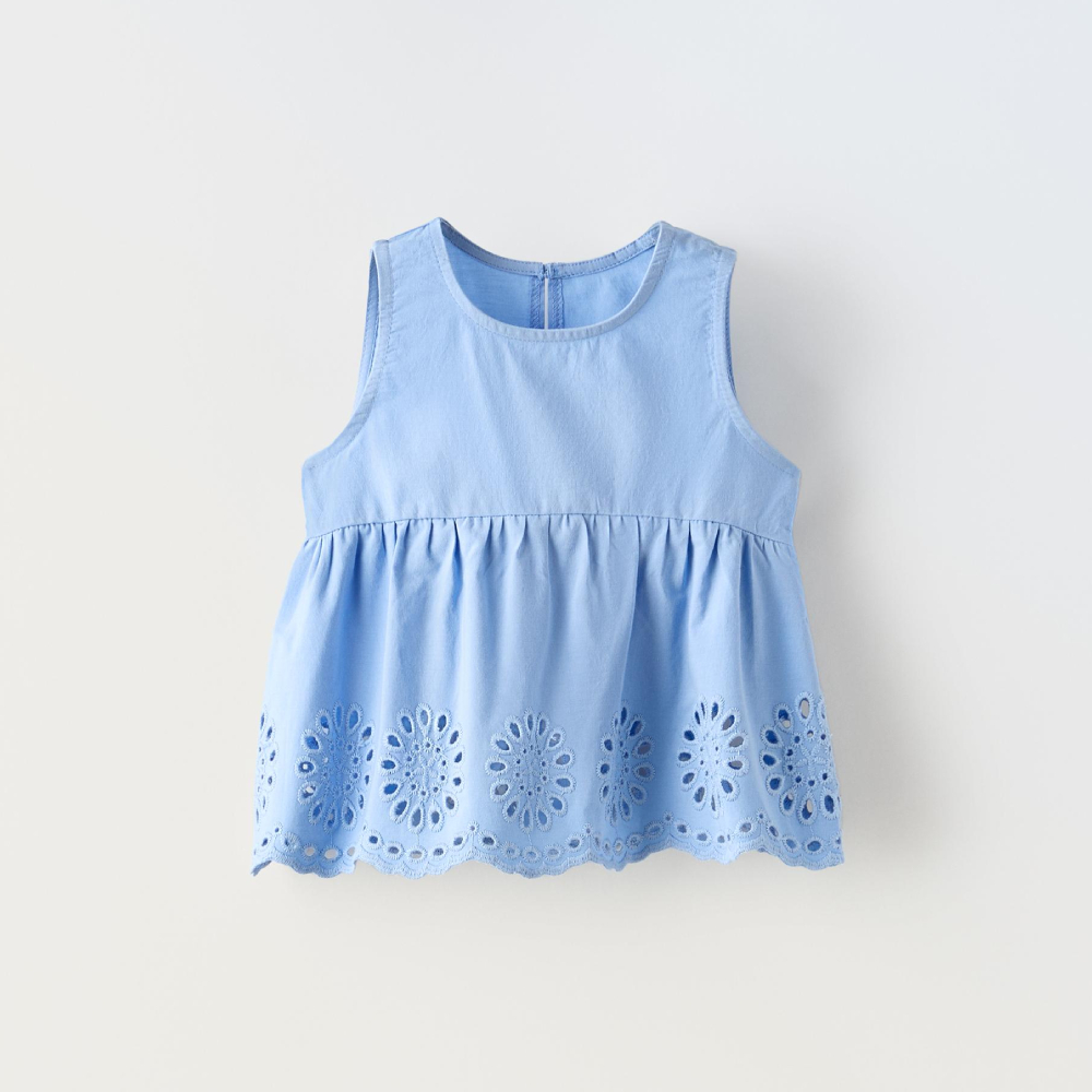 Блузка Zara Embroidered, синий
