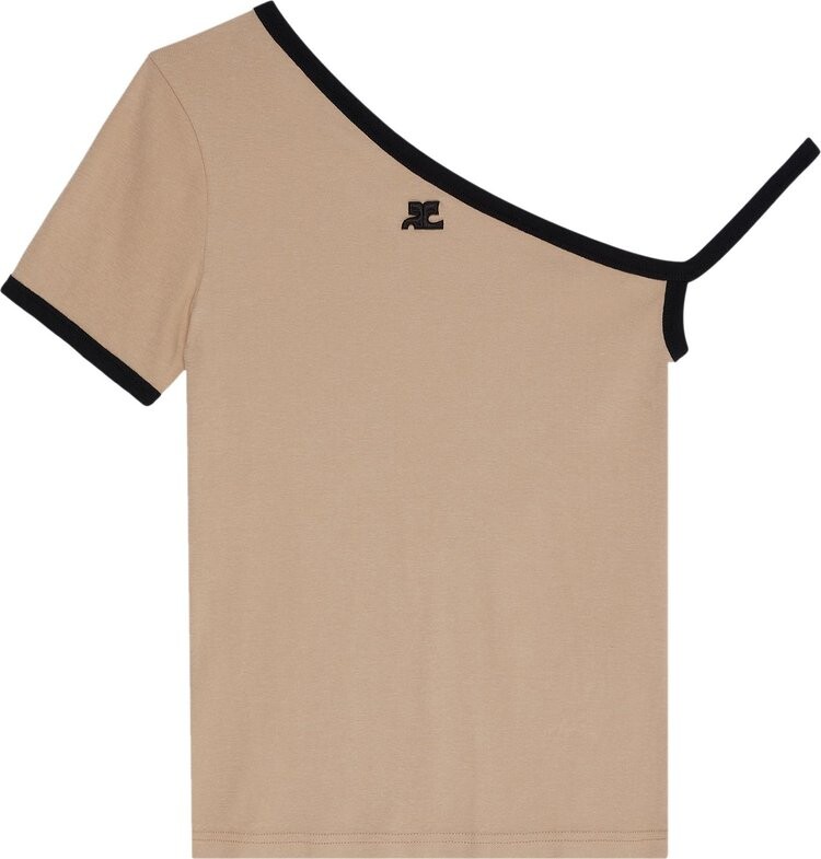 

Футболка Courrèges Asymmetric Short-Sleeve T-Shirt 'Sand/Black', коричневый