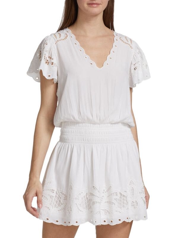 

Мини-платье Ramy Brook с вышивкой rochelle, ivory