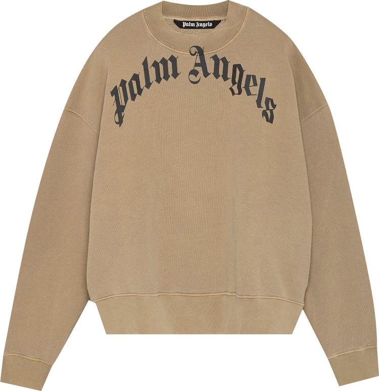 Толстовка Palm Angels GD Curved Logo Crewneck 'Beige/Black', загар - фото