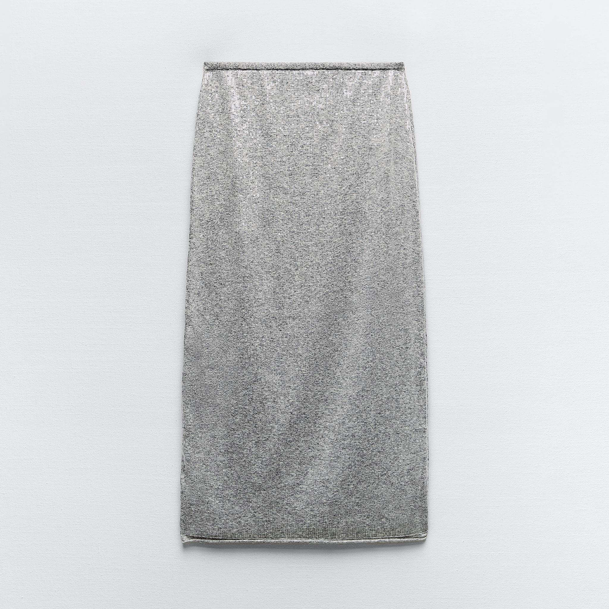 Юбка Zara Sequinned Midi Pencil, серый