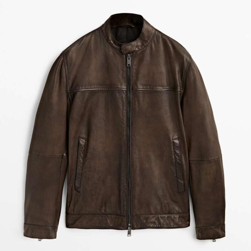 

Кожаная куртка Massimo Dutti Nappa Leather, коричневый
