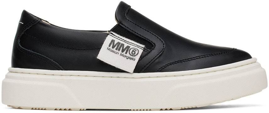 

Детские черные кроссовки без шнурков с логотипом MM6 Maison Margiela