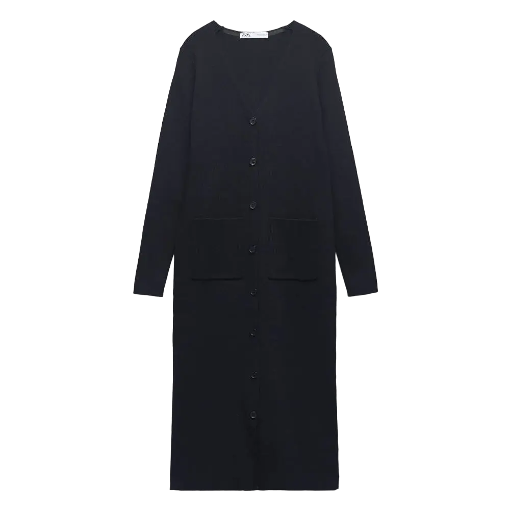 

Платье Zara Knit Midi, темно-синий