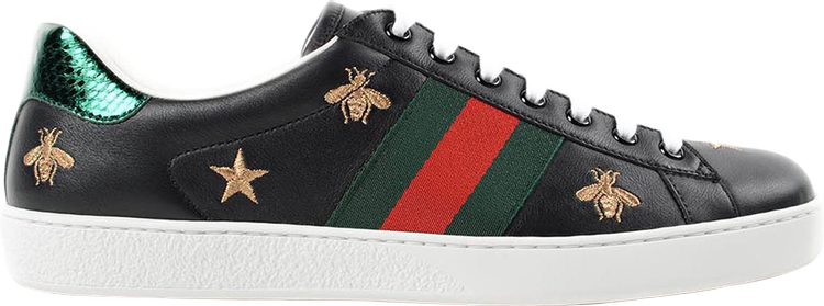 Кроссовки Gucci Ace Embroidered Bees and Stars, черный - фото