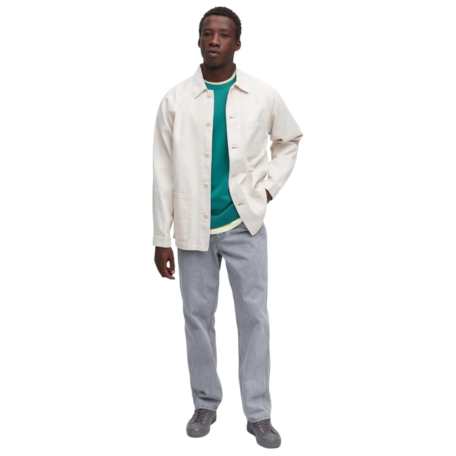 

Джинсовая куртка Uniqlo Cotton Linen Blend Utility, кремовый
