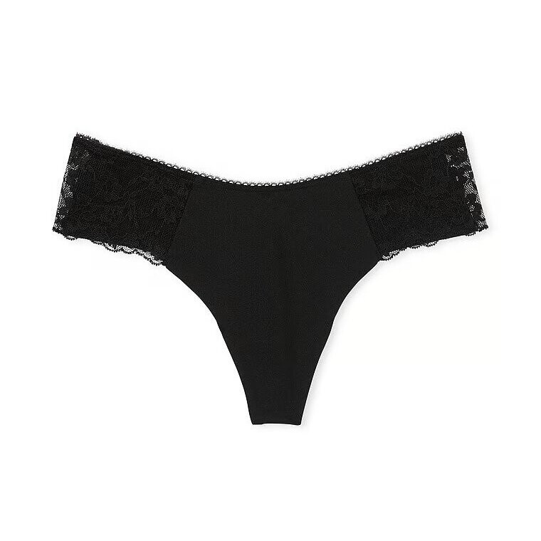

Трусы-стринги Victoria's Secret No-Show In Lace Detail, черный