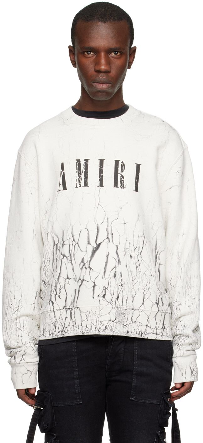 

Белый потрескавшийся свитшот AMIRI