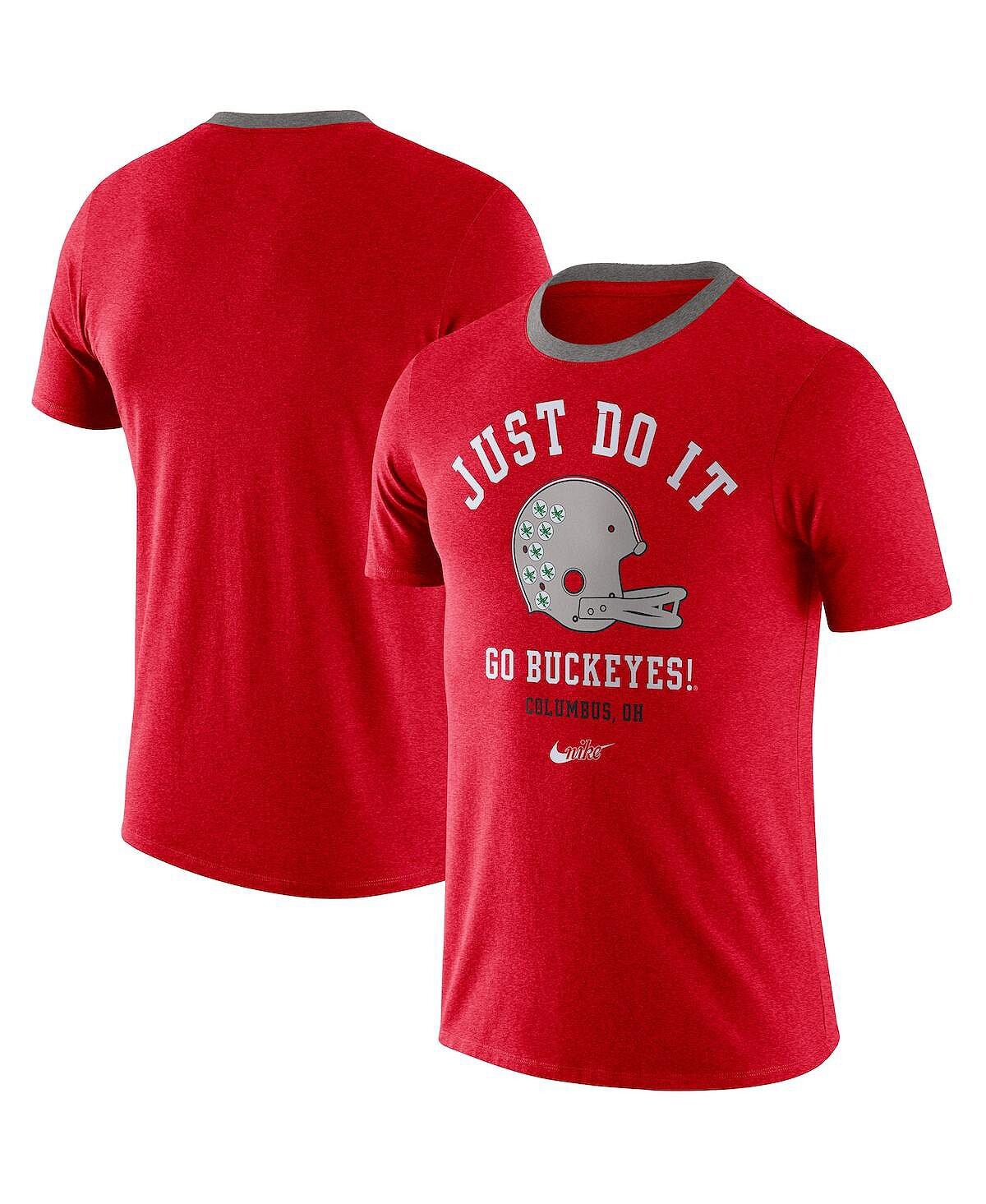 

Мужская футболка scarlet ohio state buckeyes vault helmet team tri-blend Nike