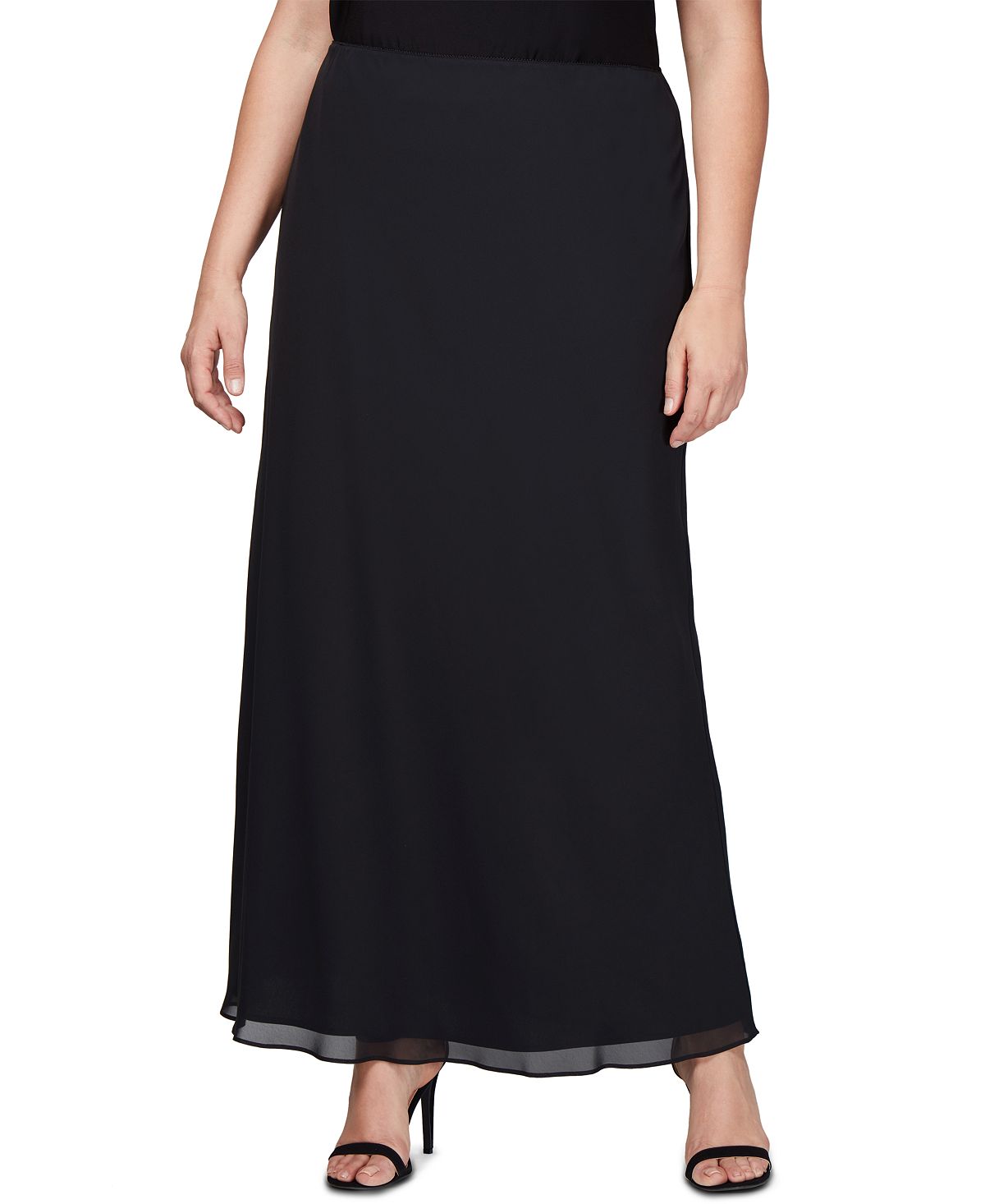 Вечерняя макси-юбка больших размеров Alex Evenings, черный шифоновая юбка для танца живота итальянская шифоновая длинная юбка с разрезом сбоку 12 углов ew37