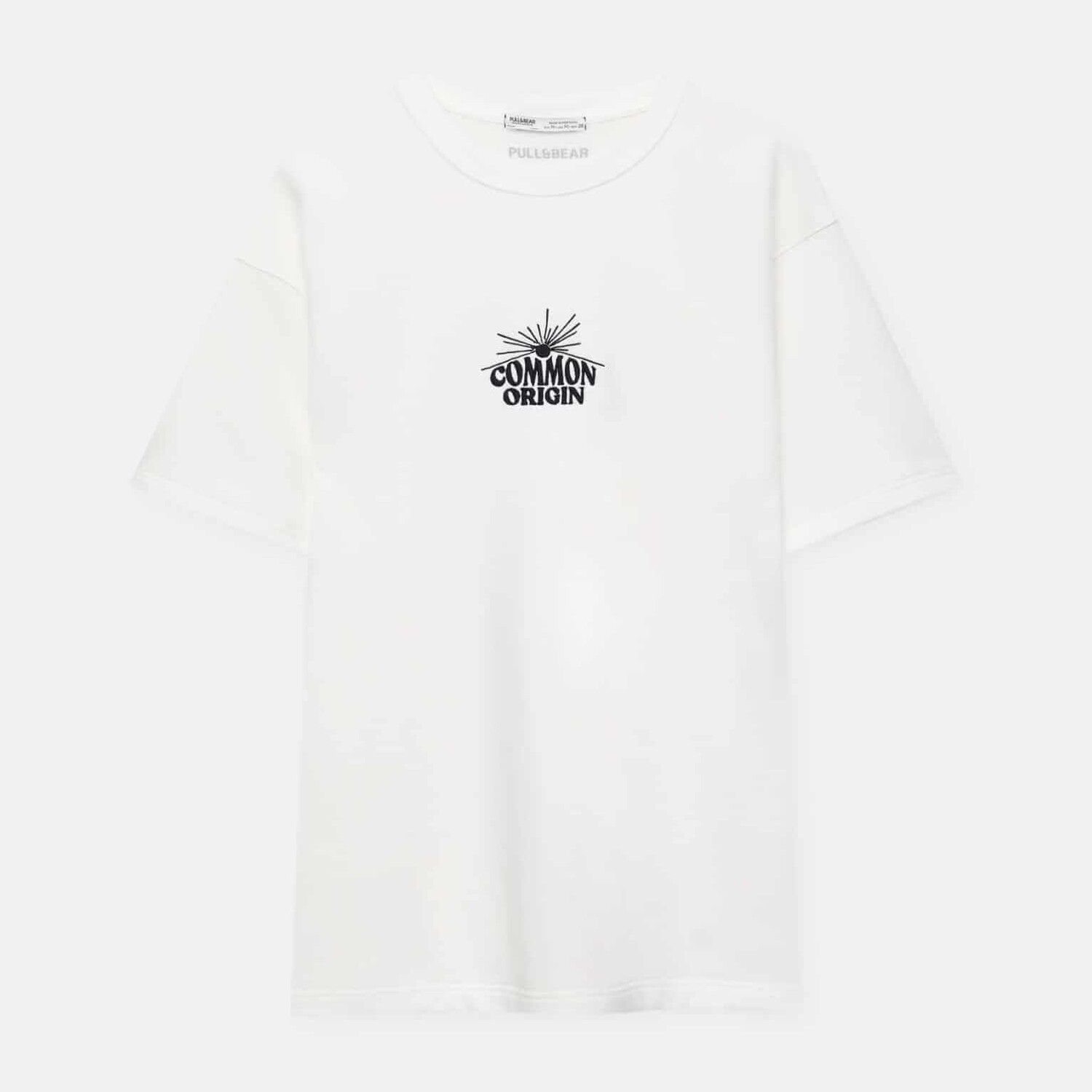 

Футболка Pull&Bear Plush With Contrast Embroidery, белый