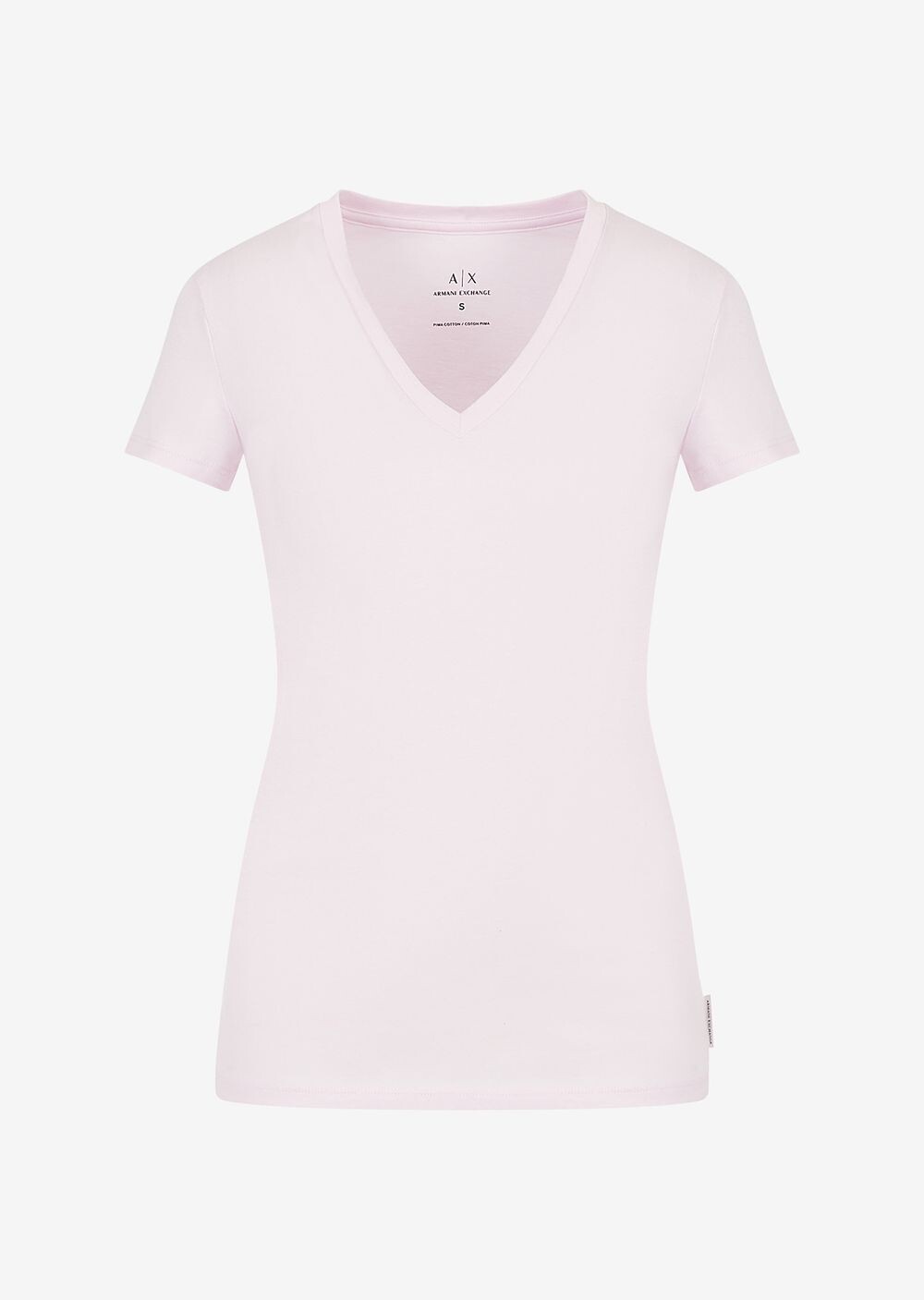 

Приталенная футболка из хлопка пима с короткими рукавами Armani Exchange, розовый