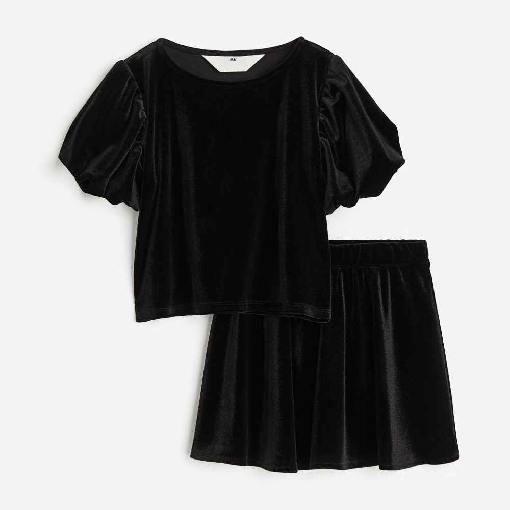 Комплект топ и юбка H&M, 2 предмета, черный