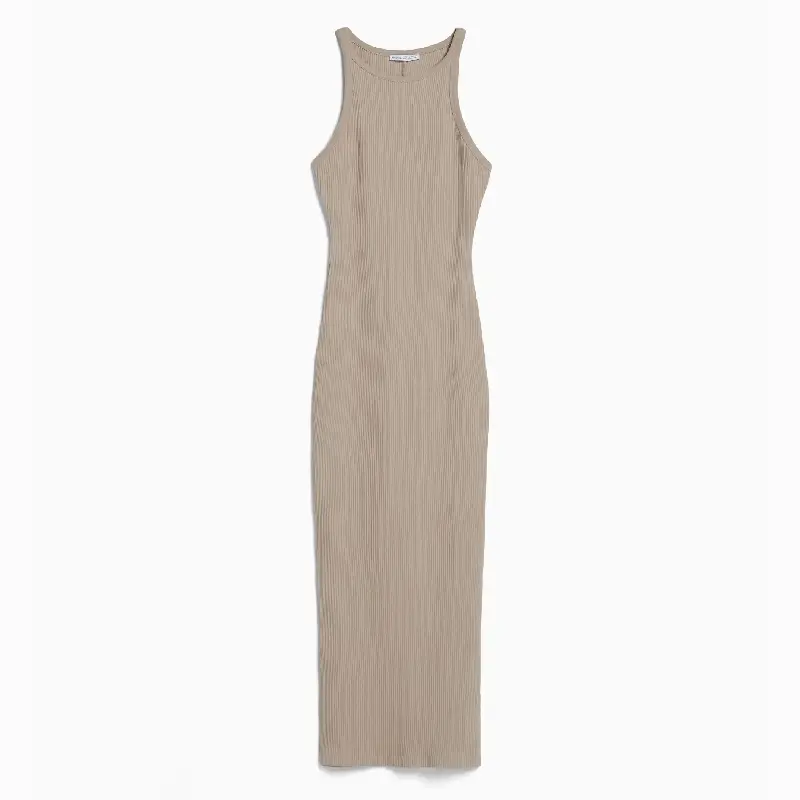 

Платье Bershka Ribbed Midi, песочный
