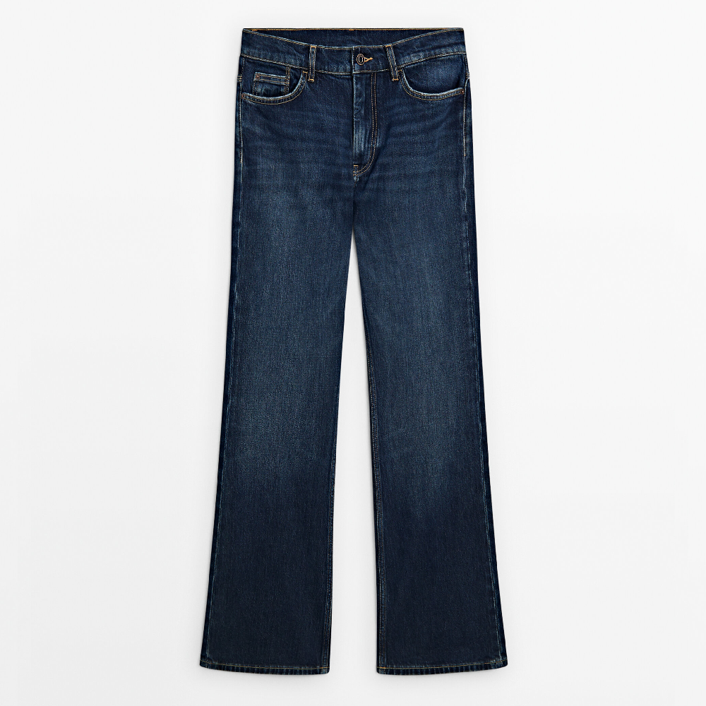 Джинсы Massimo Dutti High-waist Boot-cut, синий джинсы massimo dutti skinny flare fit high waist темно синий