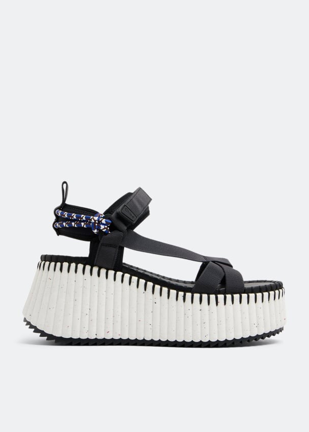 

Сандалии CHLOÉ Nama wedge sandals, черный