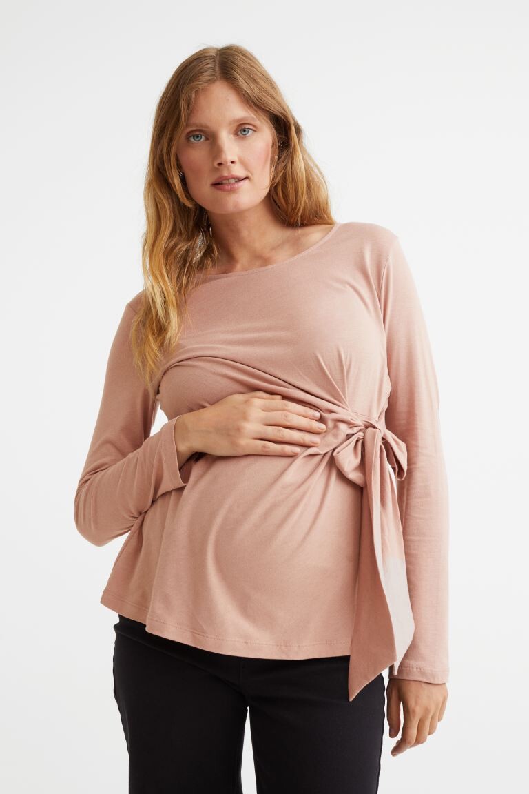 

Топ MAMA из смесового модала H&M, бежево-розовый
