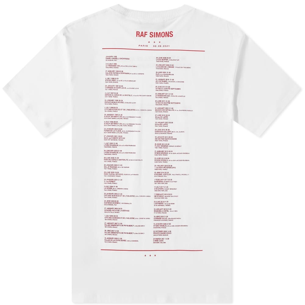 

Футболка Raf Simons Tour Date Tee, Белый