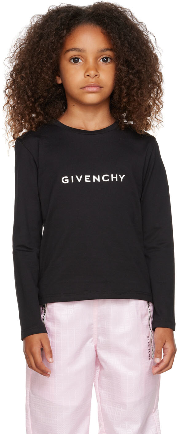

Детская черная футболка с длинным рукавом 4G Givenchy