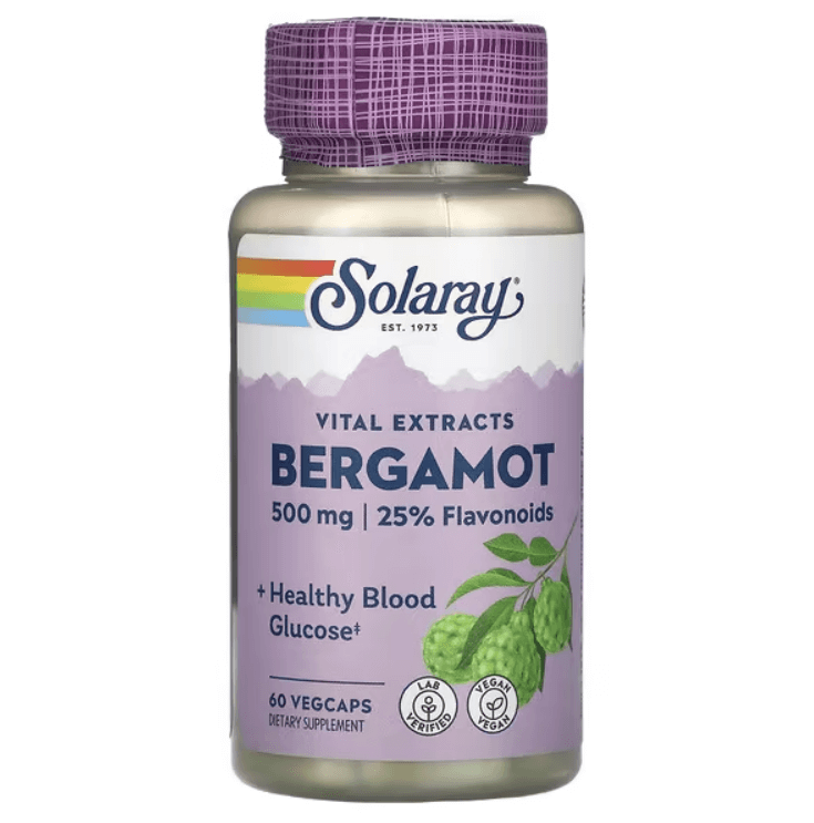 Бергамот Vital Extracts, 500 мг, 60 растительных капсул, Solaray solaray gymnema vital extracts 385 mg 60 vegcaps