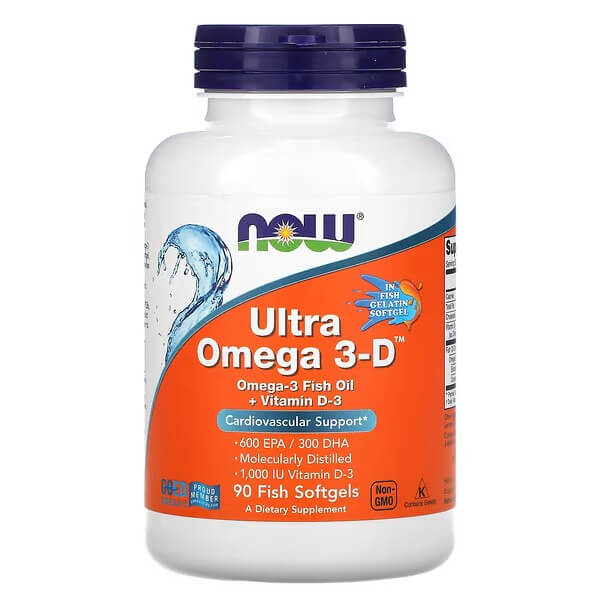 Омега 3-D Ultra 600 EPA / 300 DHA Now Foods, 90 капсул омега 3 d ultra now foods 90 капсул