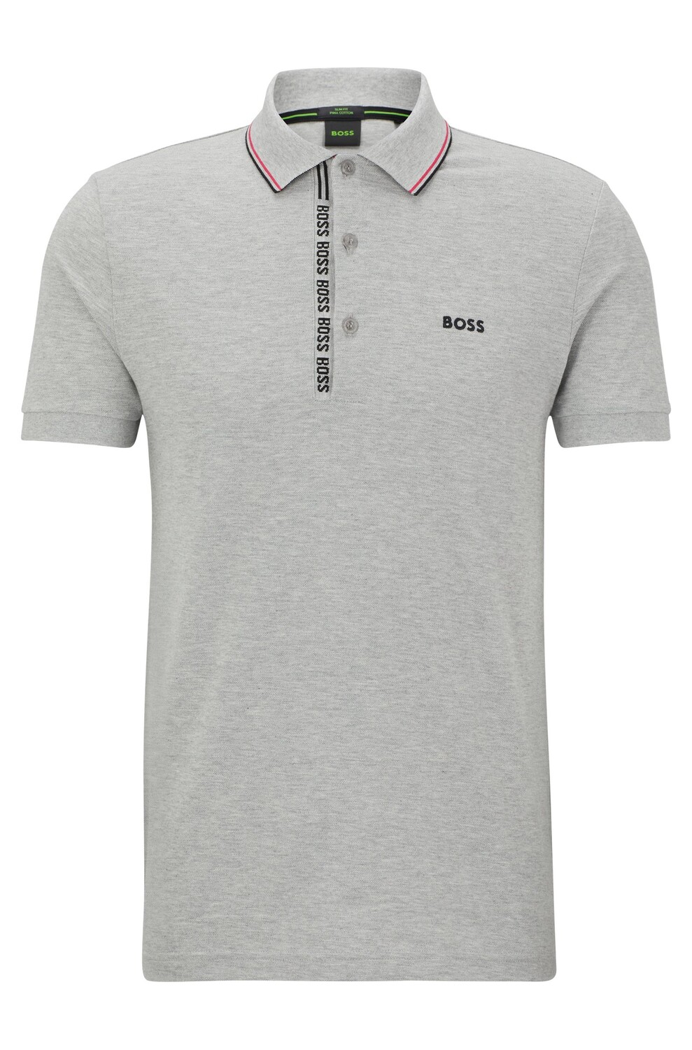 

Рубашка-поло Hugo/Hugo Boss Cotton-pique Slim-fit With Logo Details, светло-серый