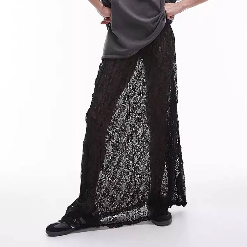 Юбка Topshop Sheer Lace, черный черная кружевная блузка и юбка