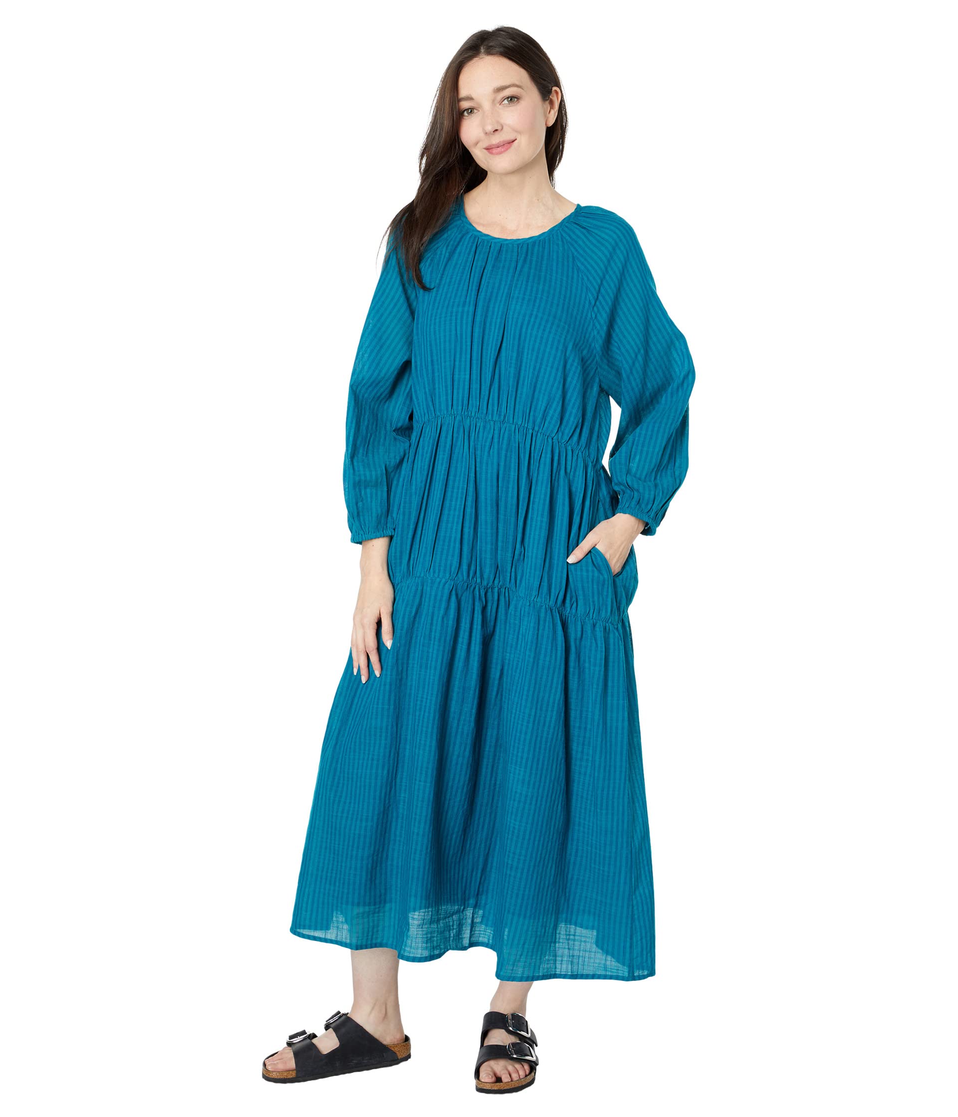 цена Платье SUNDRY, Stripe Woven Cotton Tiered Dress
