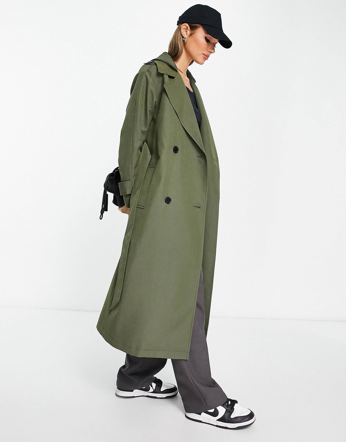 

Тренч цвета хаки с капюшоном ASOS DESIGN
