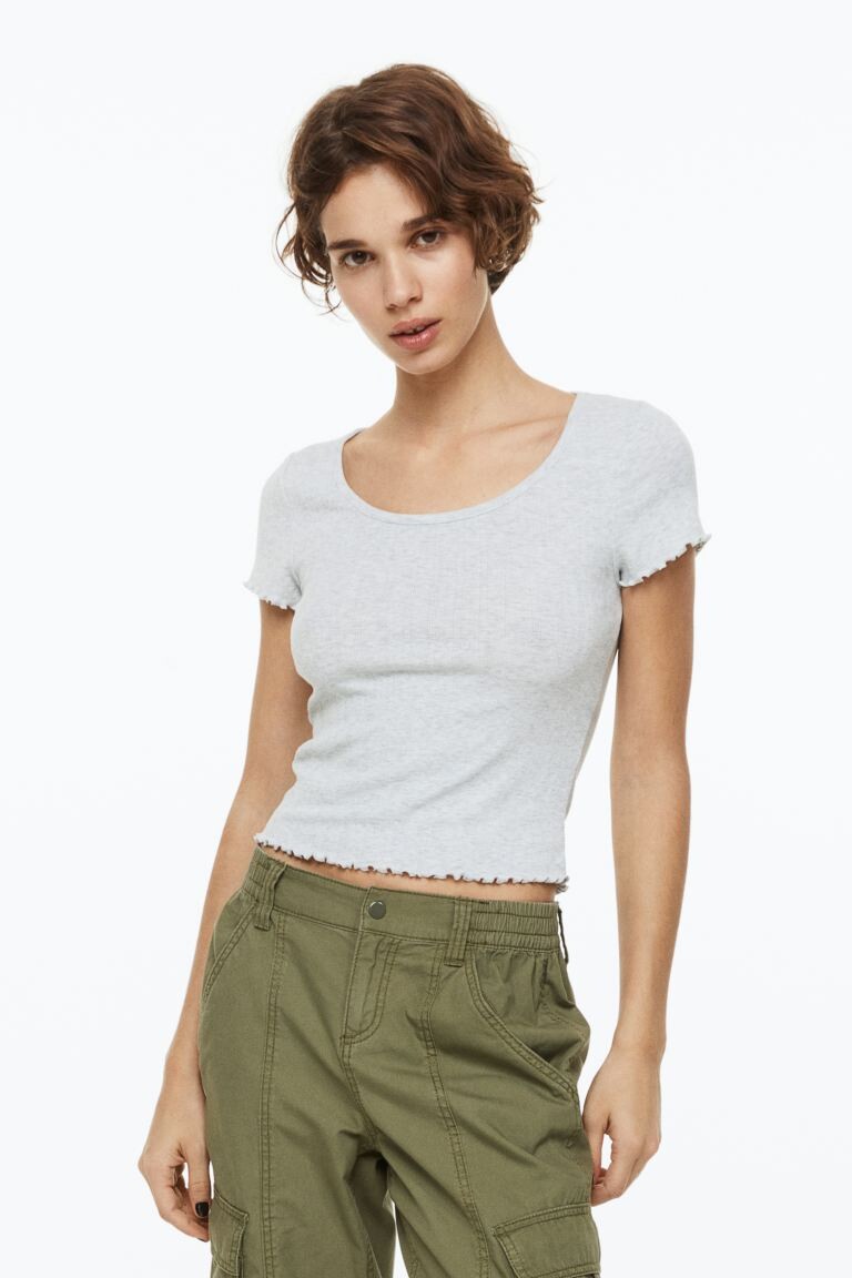 

Топ из ажурного трикотажа H&M, светло-серый
