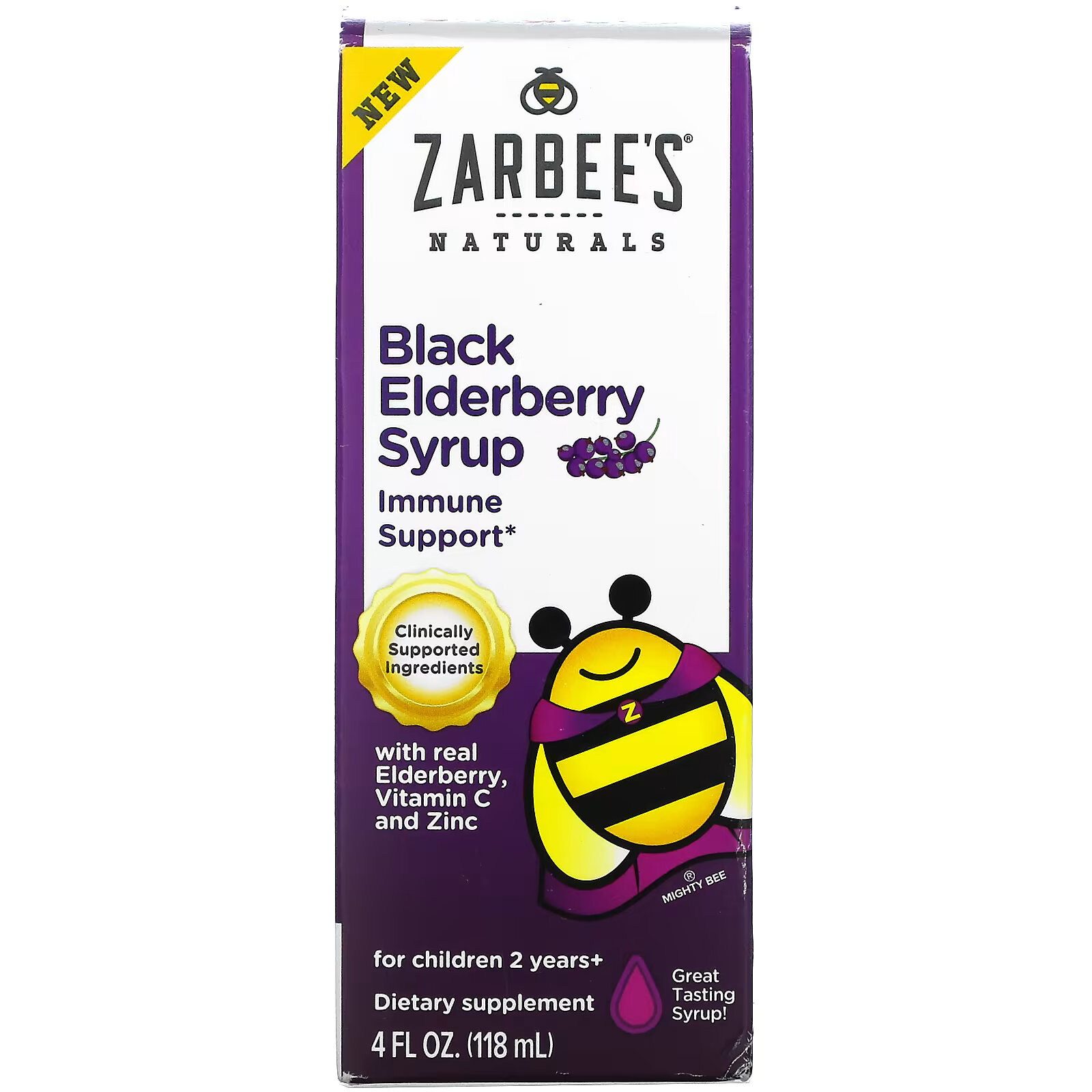Zarbee's, Сироп из черной бузины с натуральной бузиной, витамином С и цинком, для детей от 2 лет, 118 мл (4 жидк. Унции)