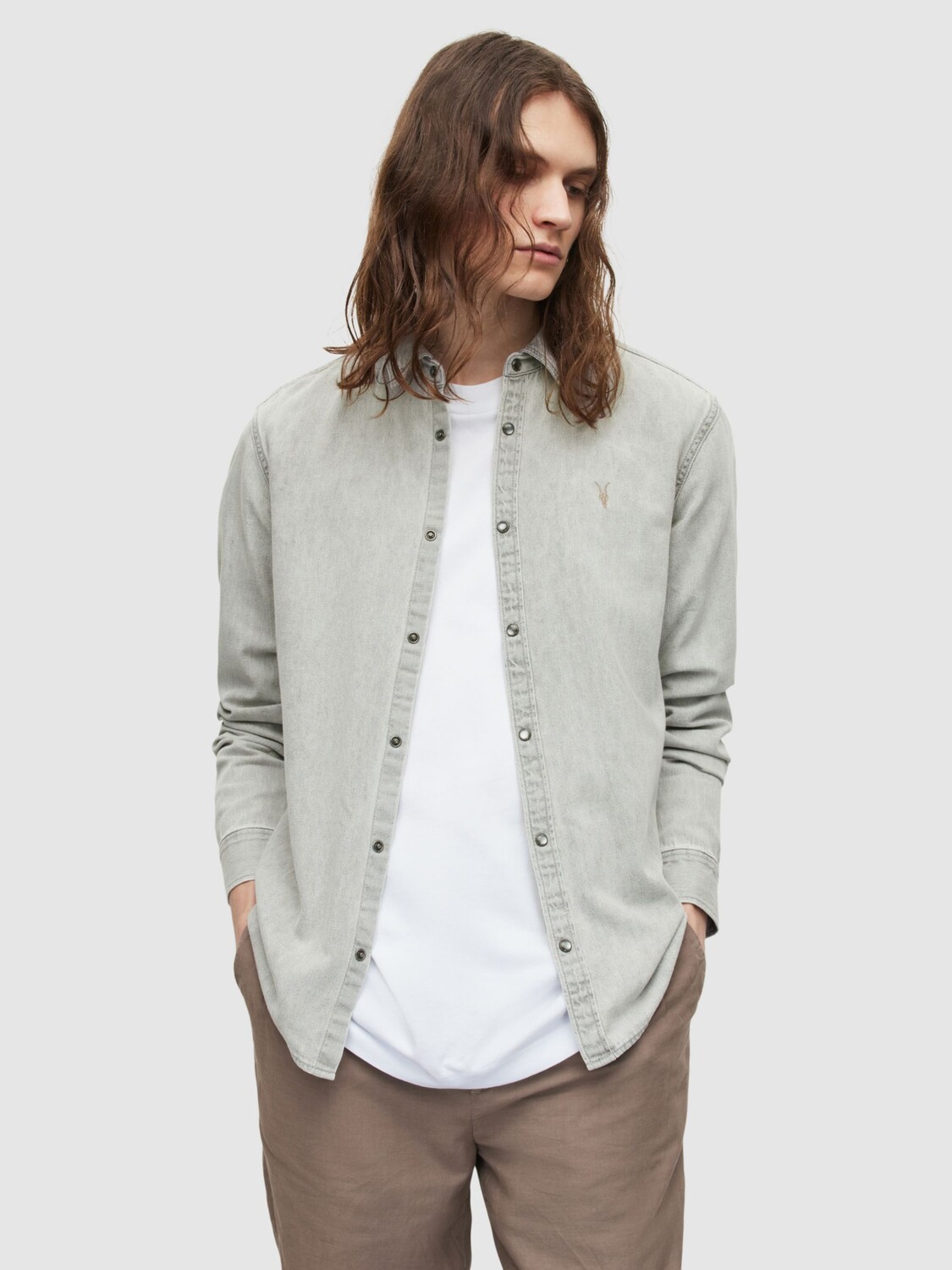 

Джинсовая рубашка AllSaints Gleason, Серый, Серый