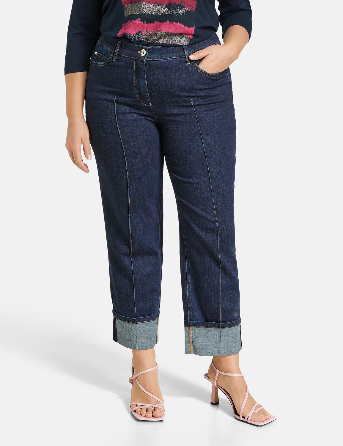

Брюки SAMOON Hose Freizeit verkürzt, цвет Raw Blue Denim