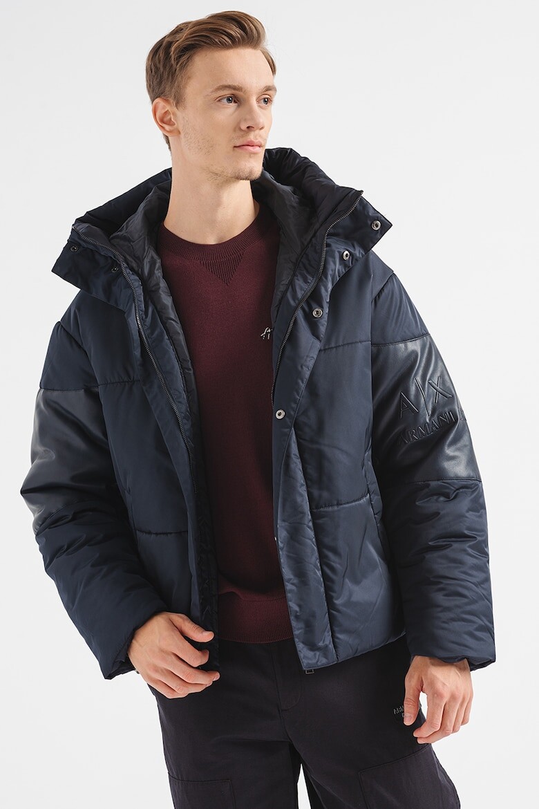 

Стеганая зимняя куртка с капюшоном Armani Exchange, синий