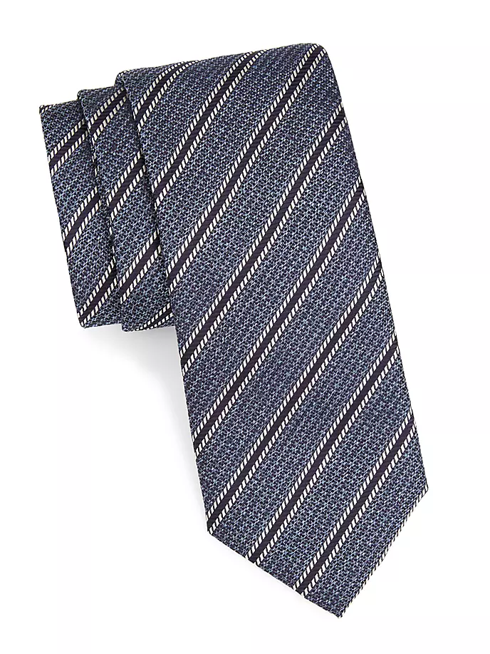 Полосатый шелковый галстук Canali, синий