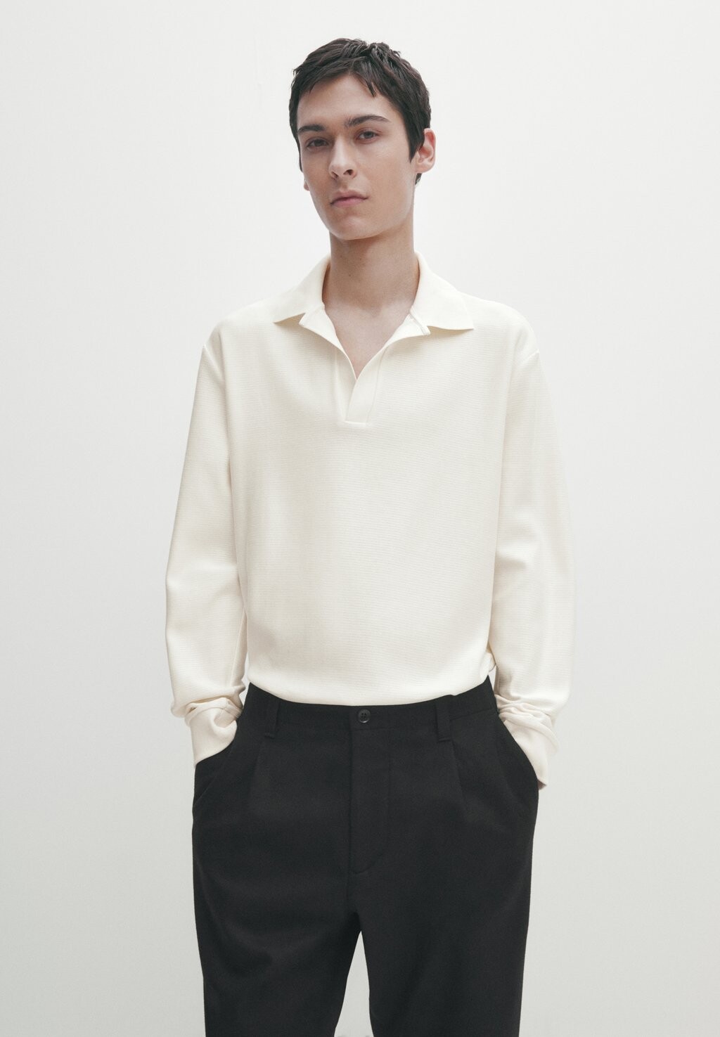 

Рубашка-поло Massimo Dutti, бежевая, Бежевый