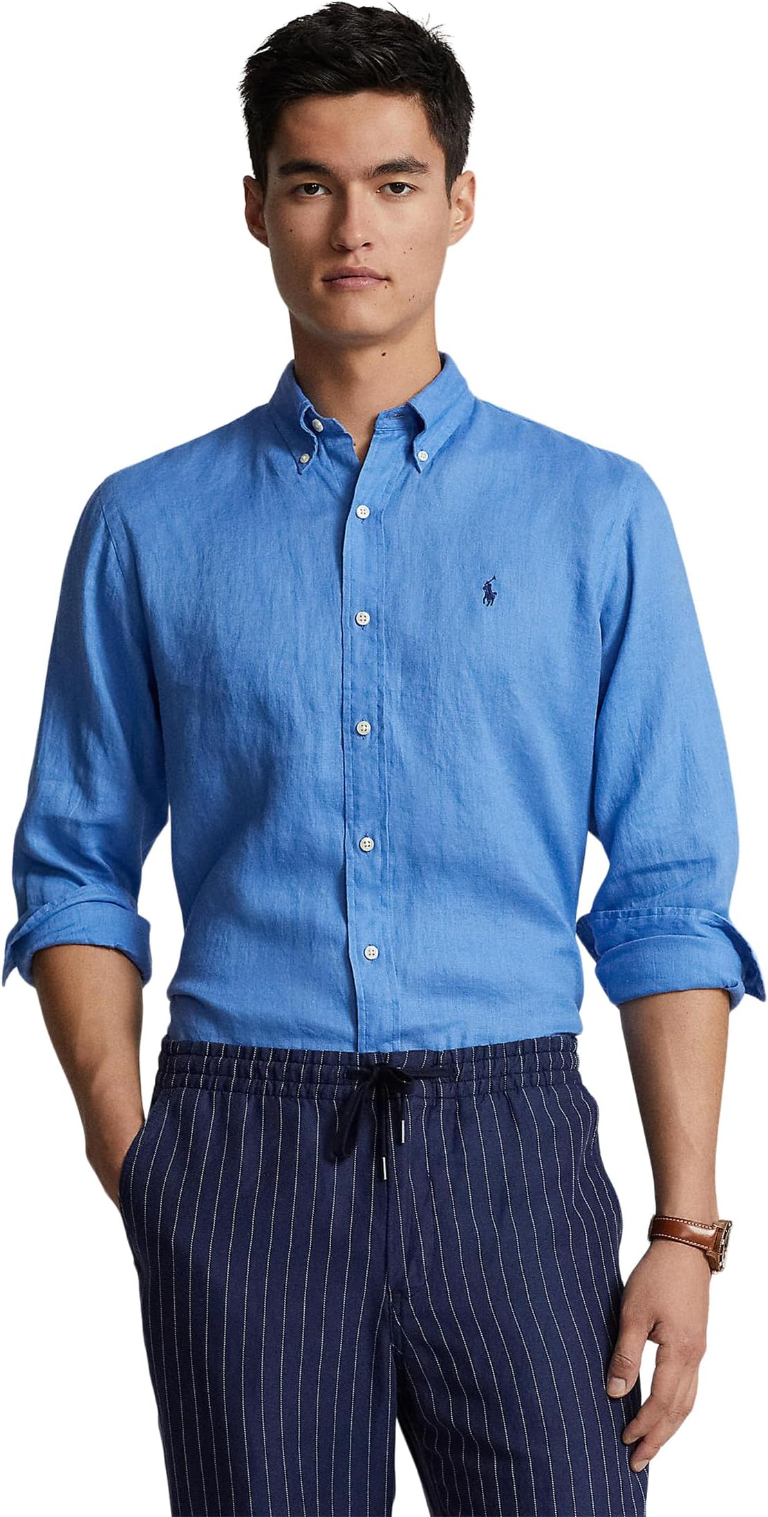 Льняная рубашка классического кроя с длинными рукавами Polo Ralph Lauren, цвет Summer Blue 2021 summer new polo shirt men